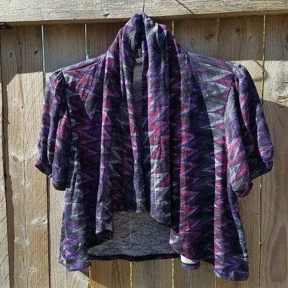 Cardigan Sweater Purple Multi Juniors Small - Picture 1 of 13